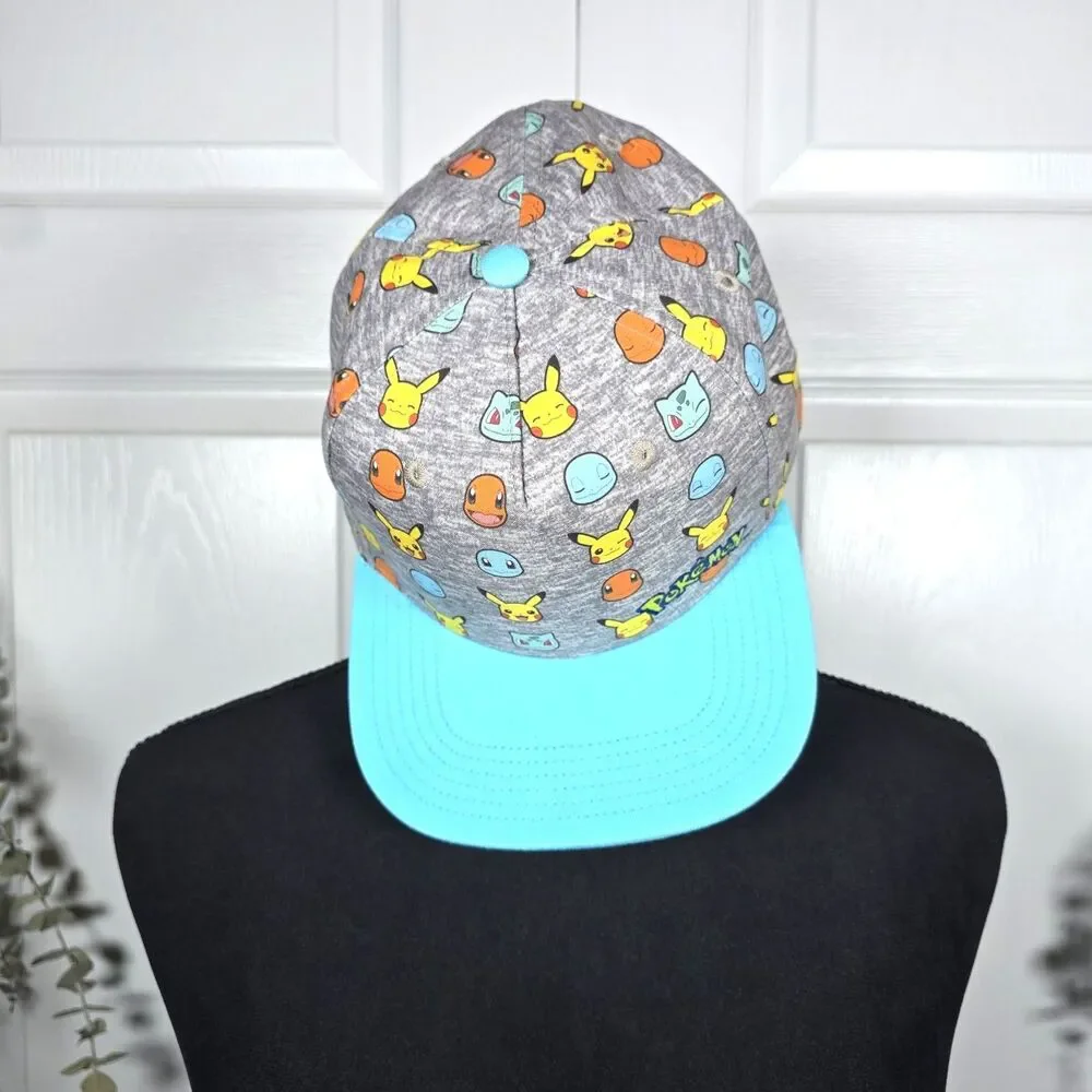 Pokemon All Over Print Snapback Cap Hat Squirtle Pikachu Charmander Bulbasaur